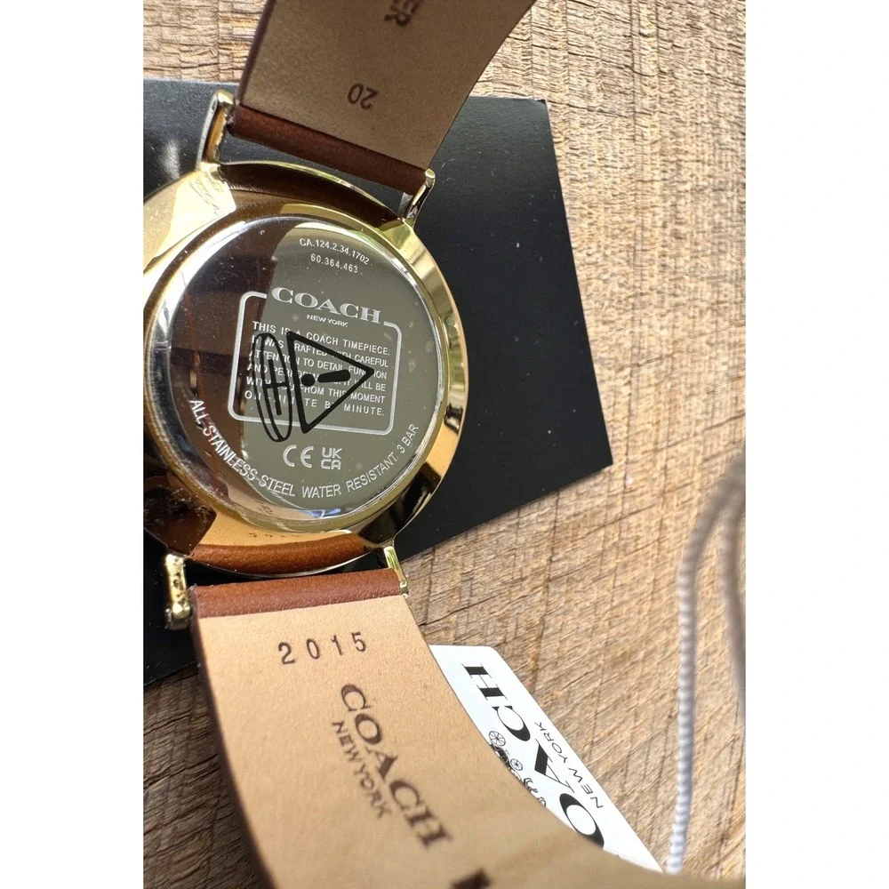 Coach Charles Gold Dial Watch with a Brown Leather Strap (Model 14602433)